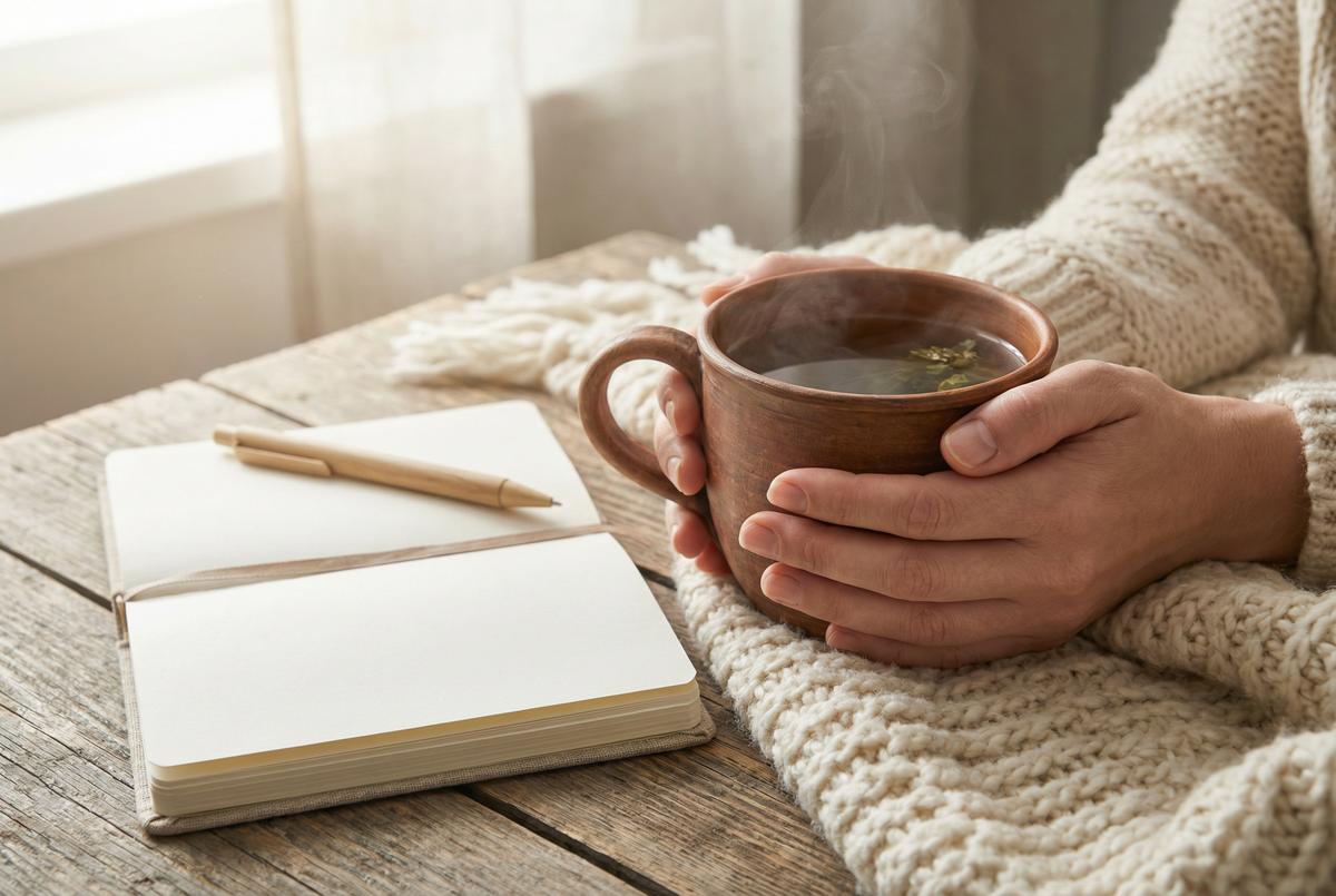 Personne pratiquant une micro-habitude de bien-être au printemps.